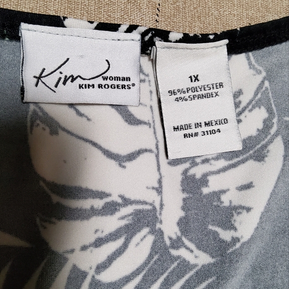 Kim Rogers Woman Stretch Black/White/Green Sleeveless Shift Dress Size 1X - Picture 5 of 7